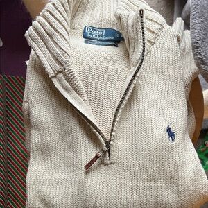 READ DESC: Polo by Ralph Lauren Zip-Up Cream Sweater
